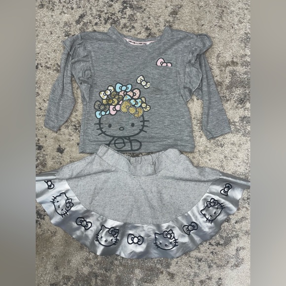 Hello Kitty! 2 Piece Set Ruffle Top & Skirt w faux leather trim girls sz 2T Rare - Picture 12 of 13